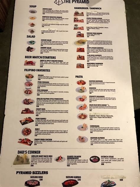 Image result for Pyramid Restaurant Menu