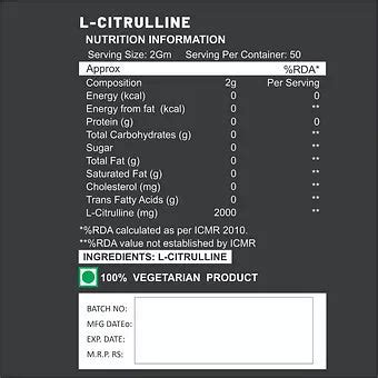 L-Citrulline 100% pre workout Supplement, 100 GM Unflavored – musclegear