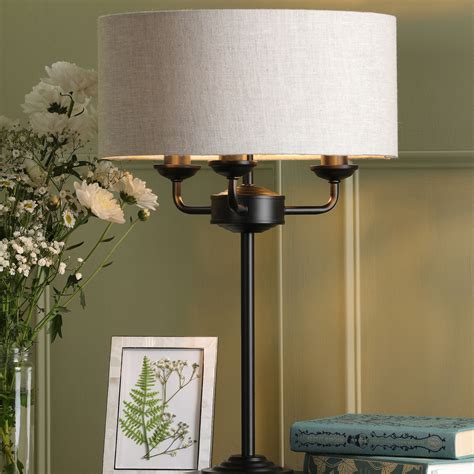 Laura Ashley Sorrento Table Lamp Matt Black Natural – Amos Lighting + Home
