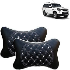 aksmit Black, White Leatherite Car Pillow Cushion for Universal For Car ...
