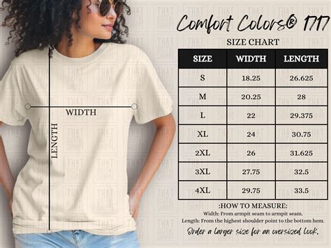 Comfort Colors 1717 Size Chart Oversized Comfort Colors Size Chart ...