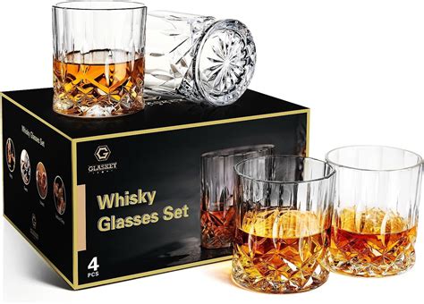 Amazon.com | Bruntmor Whiskey Glasses Set - Double Old Fashion Glasses ...
