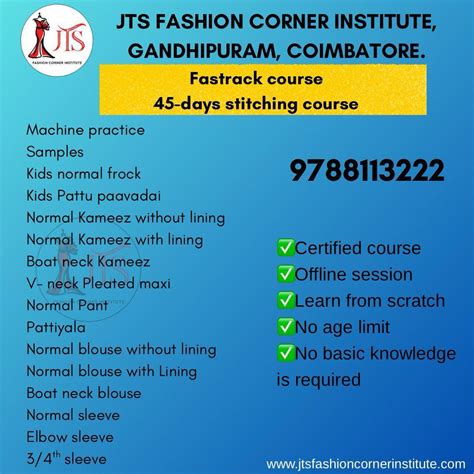 Fashion Designing Institute in Coimbatore for Women | JTS Fashion ...