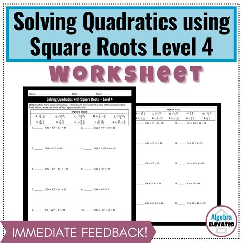 Solving Quadratics with Square Roots Level 4 | Made By Teachers