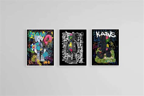 Street Art KAWS Wall Art Set ⭐️ Canvas & Framed + Many Sizes