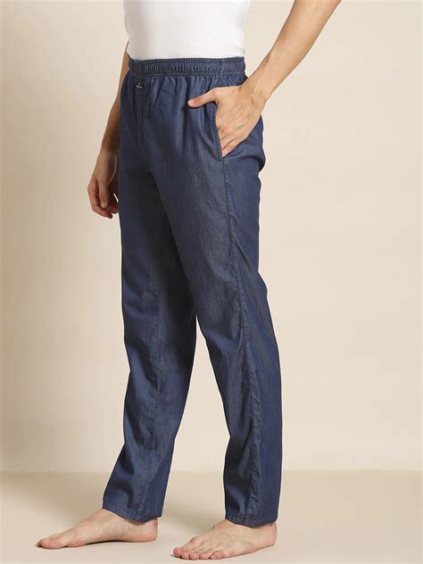 Hancock Men Dark Blue Solids Pure Cotton Casual Lounge Pant