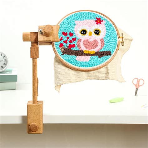 Adjustable Stitch Rack, 360Degree Rotation Turntable Wood Embroidery ...