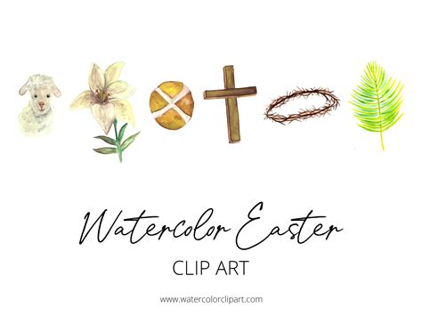 Christian Easter Clipart, Watercolor Easter Clipart, Watercolor Cross ...