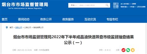 山东省烟台市市场监管局2022年下半年成品油快速筛查市级监督抽查结果公示（一）-中国质量新闻网