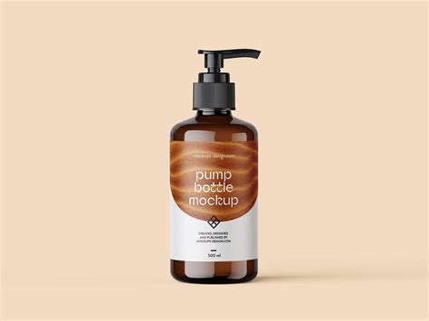 Blue / Brown Amber Liquid Pump Bottle Mockup Set | Free PSD Templates