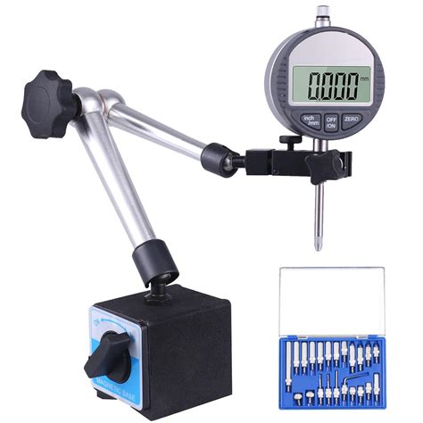 Electronic Digital Dial Indicator with Magnetic Base Holder Fine Adjustable Long Arm 0-1" / 25 ...