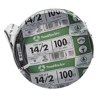 Southwire 13054226 14/2WG UF Wire 100-Foot, Approved for Direct Burial ...