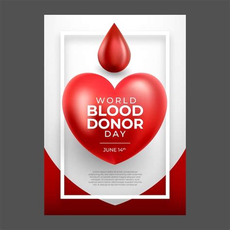 World blood donor day realistic flyer or poster | Premium Vector
