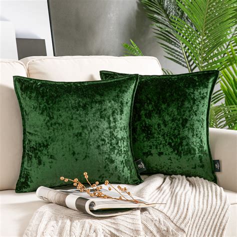 Phantoscope 18" x 18" Modern Dark Green Polyester Throw Pillow , ( 2 ...