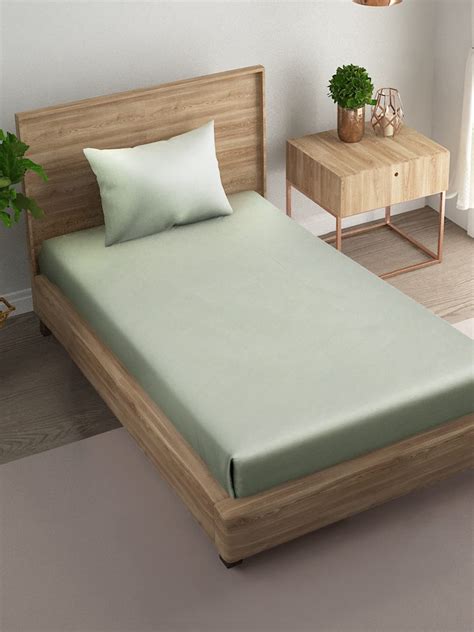 Naksh 100% Cotton 210 TC Plain Single Bedsheet for Single Bed, Silver ...