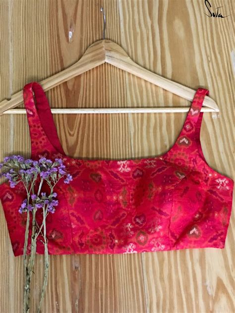 Silk U Neck Sleeveless Blouse With In Red|Rang De Laal|Suta