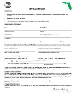 Fillable Online HSA TRANSFER FORM - Florida Fax Email Print - pdfFiller