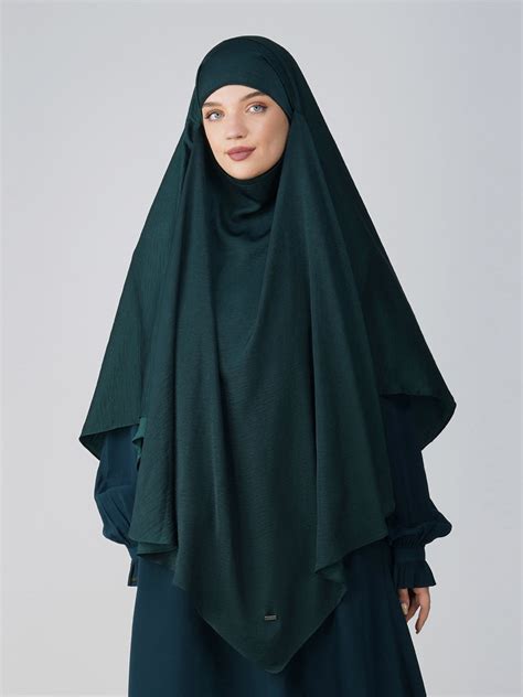 Buy Bottle Green Single Layer Harir Masood Khimar Online