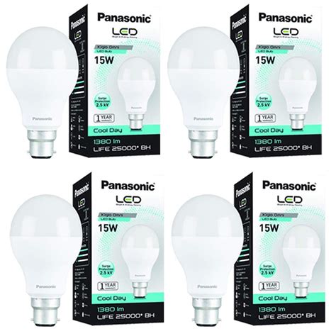 Buy Panasonic 15W B22 LED Cool Day Light Bulb (White) - Pack of 4 ...