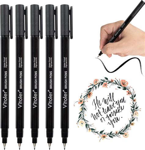Buy VITOLER Calligraphy Pens, Hand Lettering Pens, 5 Pack Black Ink ...