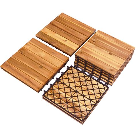 Buy Giantex 10 PCS Interlocking Patio Deck Tiles, 12 x 12in Acacia ...