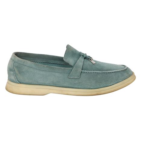 Shop Pre-Loved Loro Piana Light Blue Suede Summer Charms Walk Loafers ...