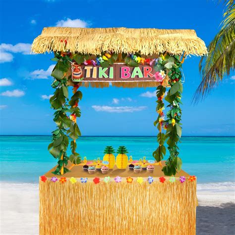 Amazon.com: Auihiay 50PCS Tiki Bar Hut Kit, Tiki Hut Decoration ...