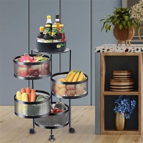 KWER Kitchen Trolley Square Onion Baskets for Storage Layer-5 Kitchen ...