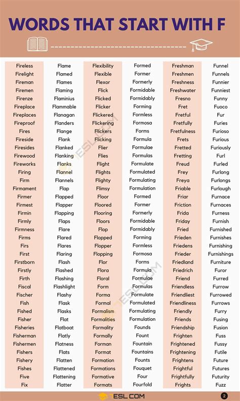 Words That Start with F (1900+ F Words in English) • 7ESL