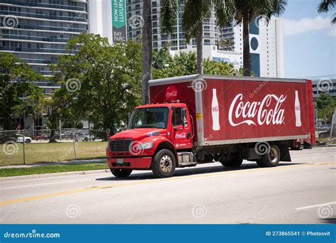 Miami, Florida USA - April 15, 2021: Coca Cola Freightliner Business Class M2 Truck, Side View ...