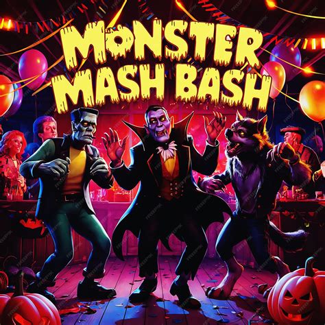 Monster Mash Bash Classic Halloween Monsters Frankenstein Dracula ...