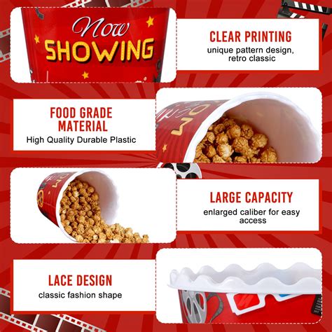Snapklik.com : Roshtia 6 Pieces Plastic Popcorn Containers Reusable ...