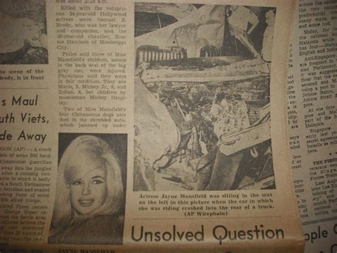 JAYNE MANSFIELD DEATH JUNE 29, 1967 LONG ISLAND PRESS NY Newspaper ...
