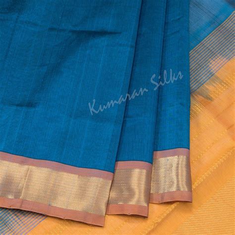 Amirthavarshni Peacock Blue Silk Cotton Saree With Bavanji Border 02 ...