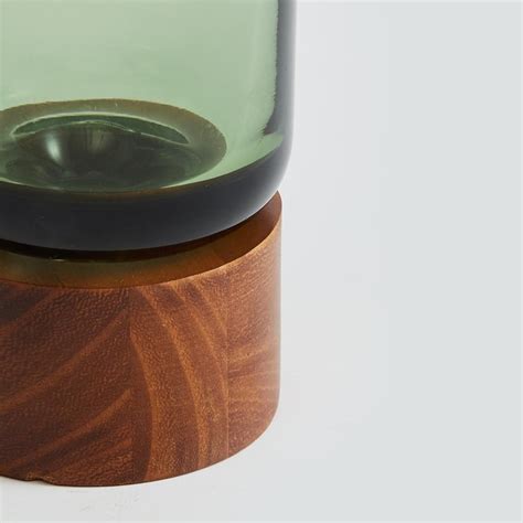 Buy Fern Living Glass Narrow Vase with Wooden Base from Home Centre at ...