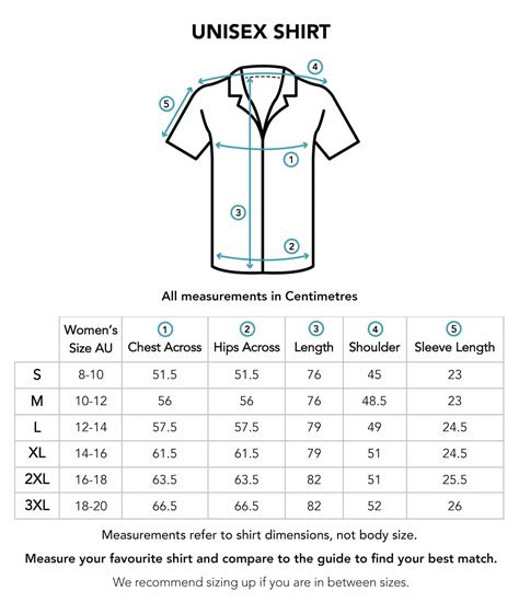 Unisex Shirt Size Chart – Island Style Clothing