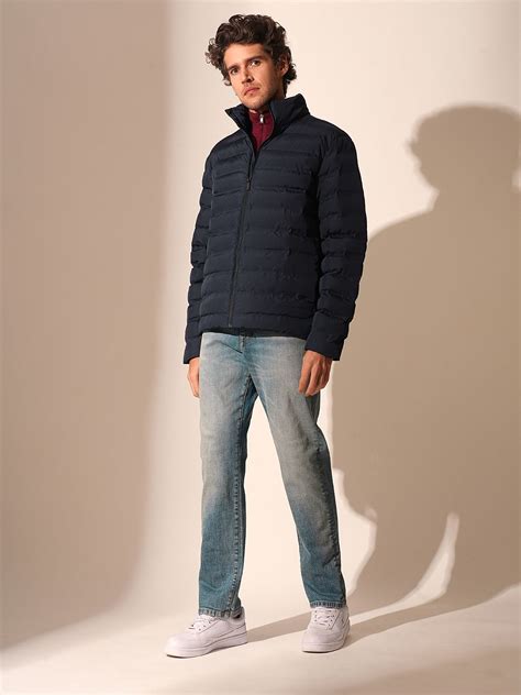 Buy Blue High Neck Quilted Jacket for Men Online