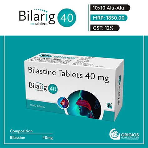 Bilarig 40 - Bilastine Tablets 40 mg - Grigios Pharmaceuticals