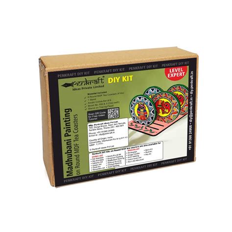 Penkraft | Madhubani Painting on Round Tea Coasterss with Stand DIY Kit ...