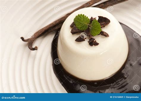 Panna Cotta with Chocolate and Vanilla Beans Stock Image - Image of ...