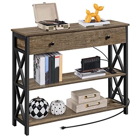 Yaheetech Console Table With Outlets And Usb Ports Industrial Entryway ...