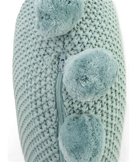 Pom Pom Cotton Knitted Decorative Cushion Cover with Filler (16 Inches ...