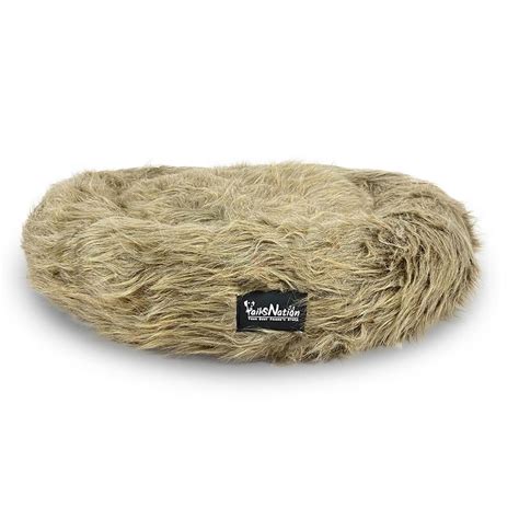 Shop Brown Fluffy Long Fur Round Bed for Dogs Online | Tails Nation