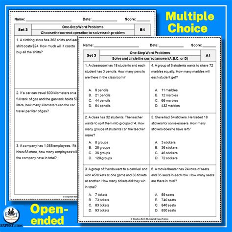 Image result for One Step Word Problems Worksheet