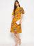 Mustard yellow floral midi dress – Hapfab