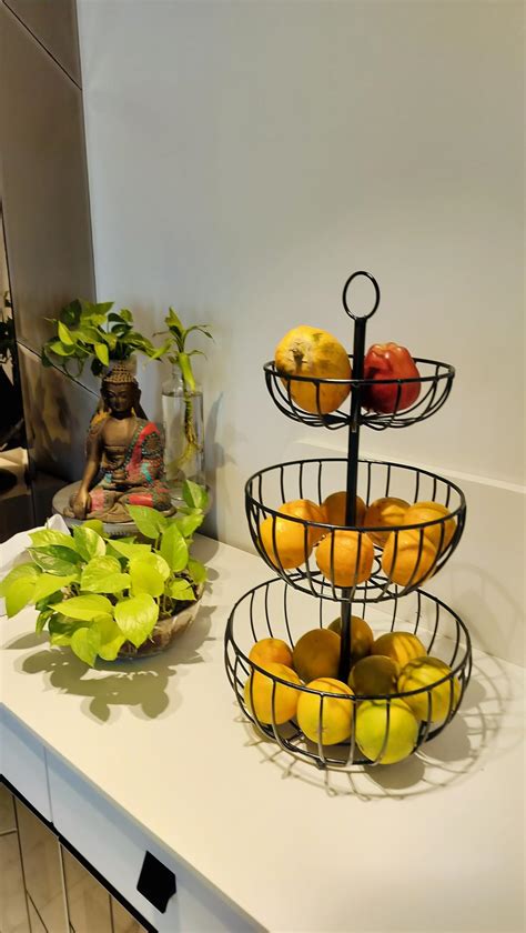Buy Ezzu Crafts Double Layer Metal Wire Fruit Bowl for Kitchen ...