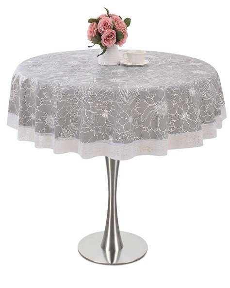 Round Tablecloth Vinyl Waterproof PVC Plastic Wipeable Spillproof ...