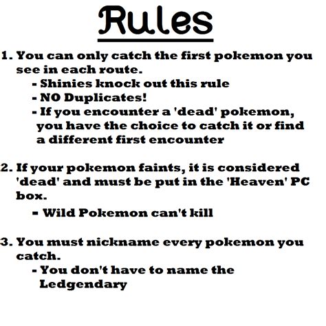 Nuzlocke Rules by poketmon on DeviantArt