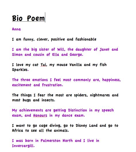 Image result for Bio Poem Examples