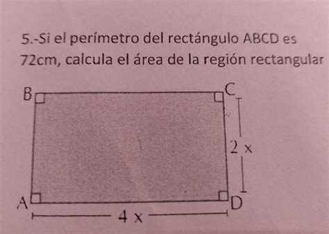 si el perímetro del rectángulo abcd es 72cm,calcula el área de la ...